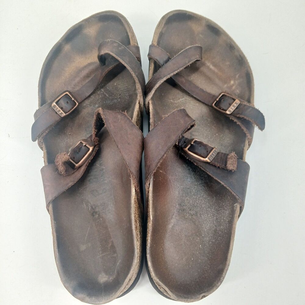 Birkenstock Boston Clogs Brown Leather Mule Slip On Shoes Size US 8